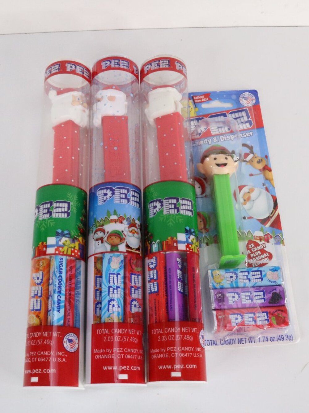 PEZ Holiday Candy * Santa Elf * Set of 4 * NEW * 2017 Expired